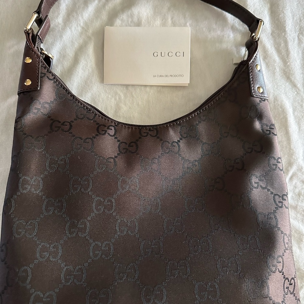 Gucci Nylon Monogram Bamboo Hobo